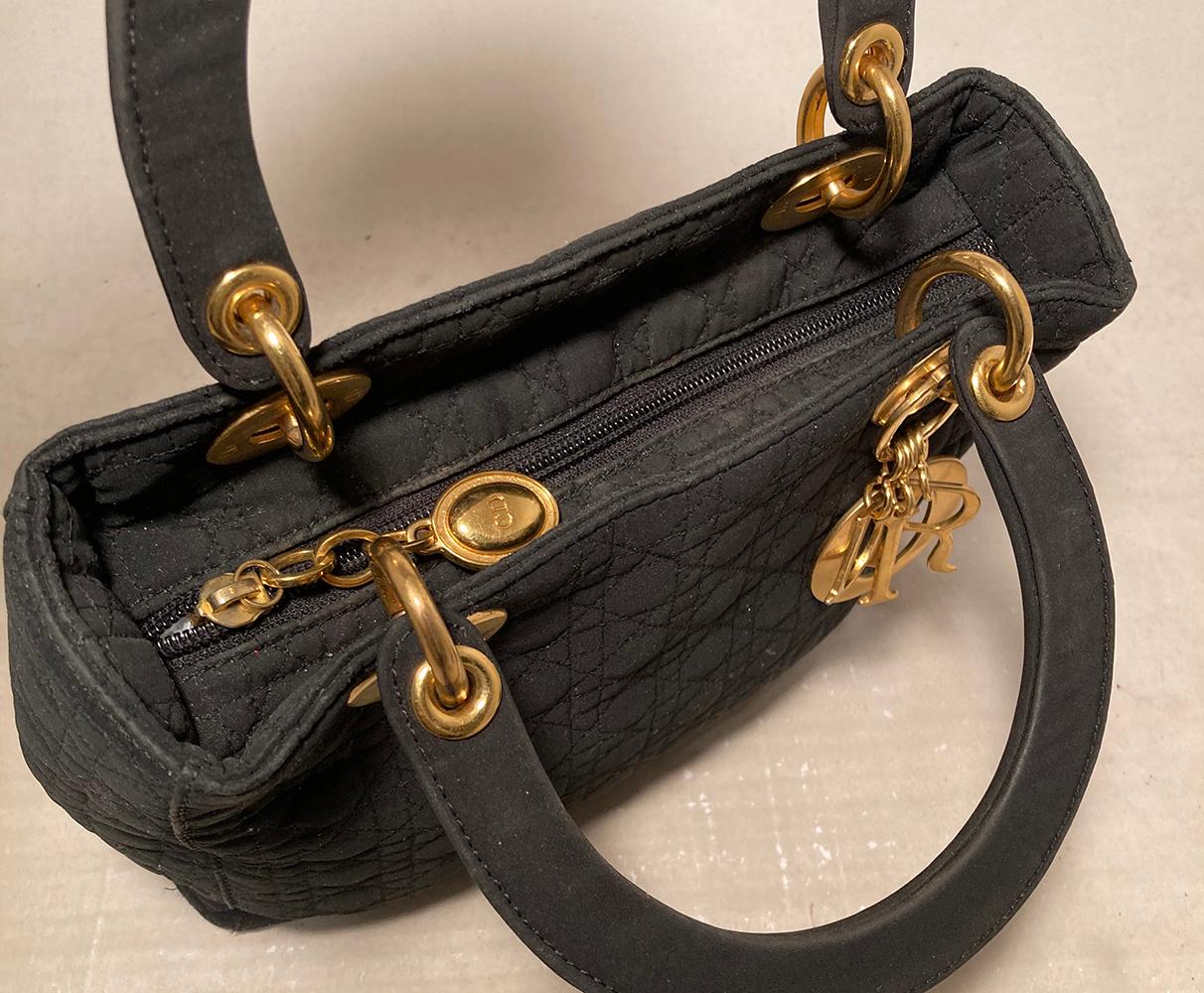 Women's Christian Dior Black Nylon Medium Lady Di Bag For Sale