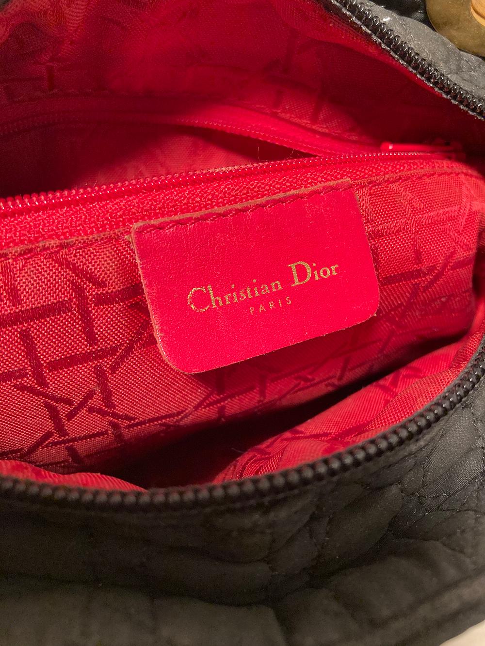 Christian Dior - Sac Lady Di en nylon noir de taille moyenne en vente 4