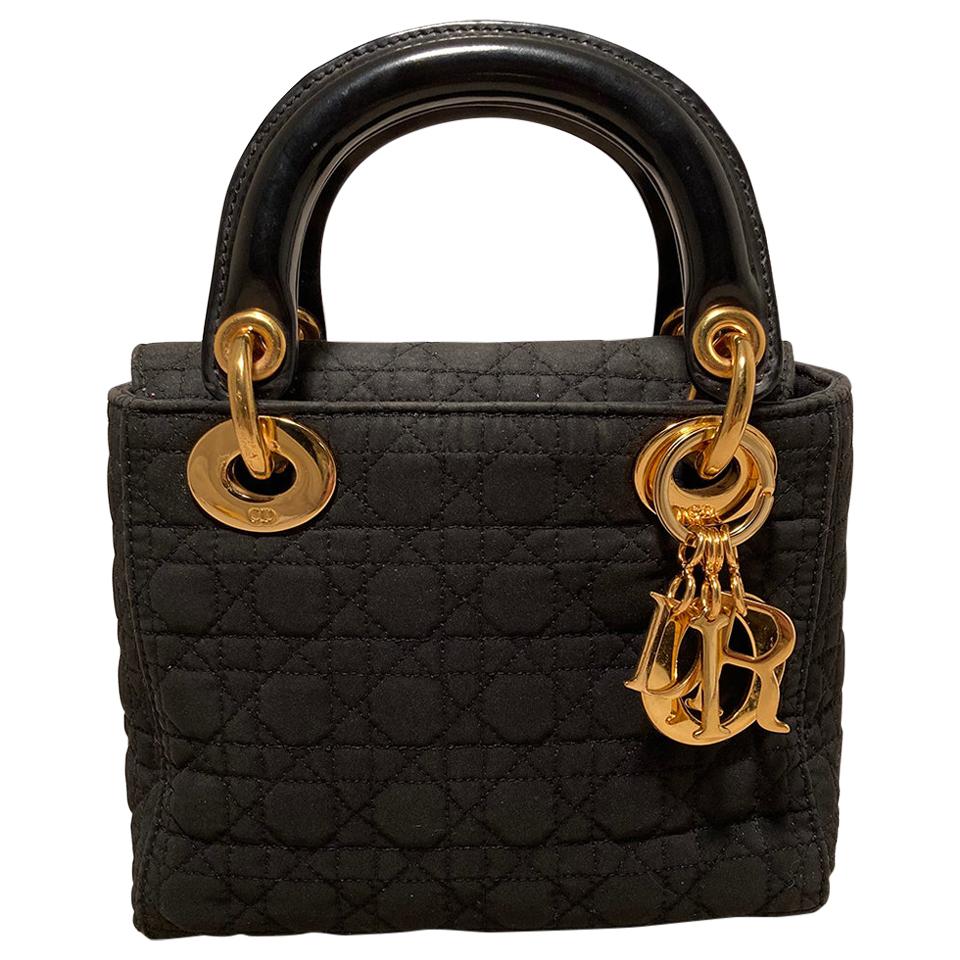 Christian Dior - Mini sac Lady Dior Lady en nylon noir en vente