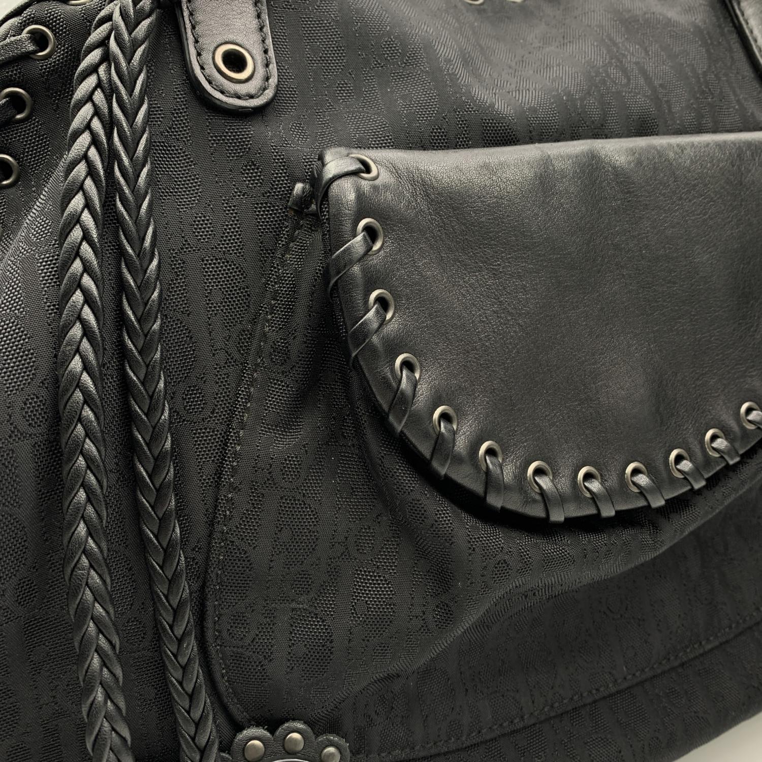 Christian Dior Schwarze schräge Canvas-Tragetasche mit Herzanhänger 3
