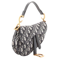 Christian Dior Black Oblique Canvas Mini Saddle Handbag