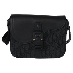 Christian Dior Black Oblique Canvas Small Saddle Messenger Bag