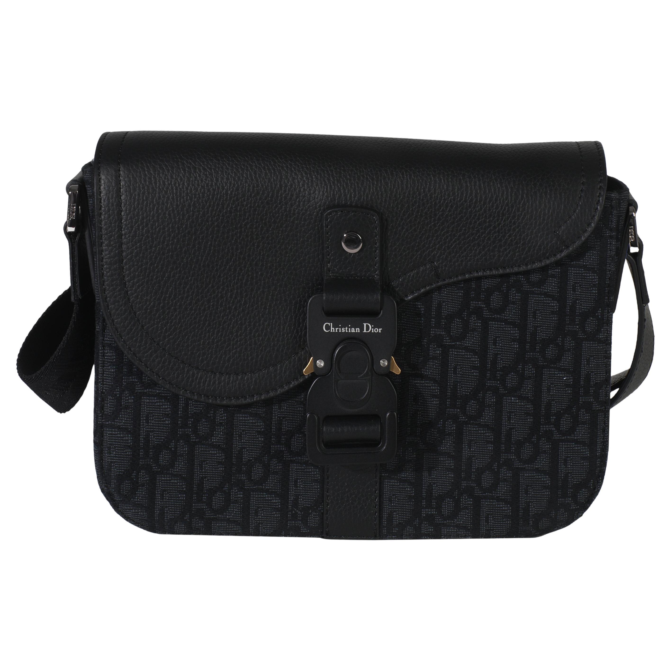 Christian Dior Black Oblique Canvas Small Saddle Messenger