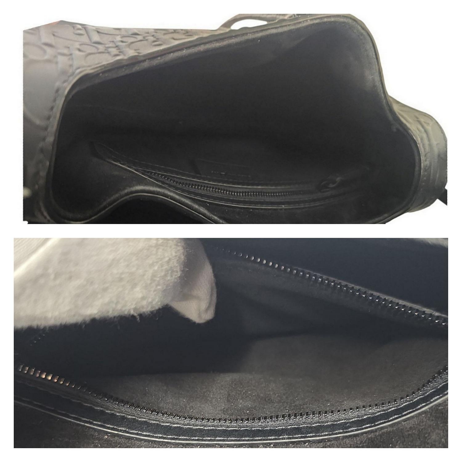 Christian Dior - Sac à main en cuir de veau gaufré Oblique - Noir en vente 2