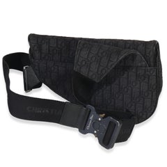 Christian Dior Black Oblique Jacquard Canvas Saddle Bag