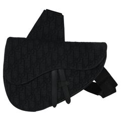 Christian Dior Black Oblique Jacquard Canvas Saddle Crossbody