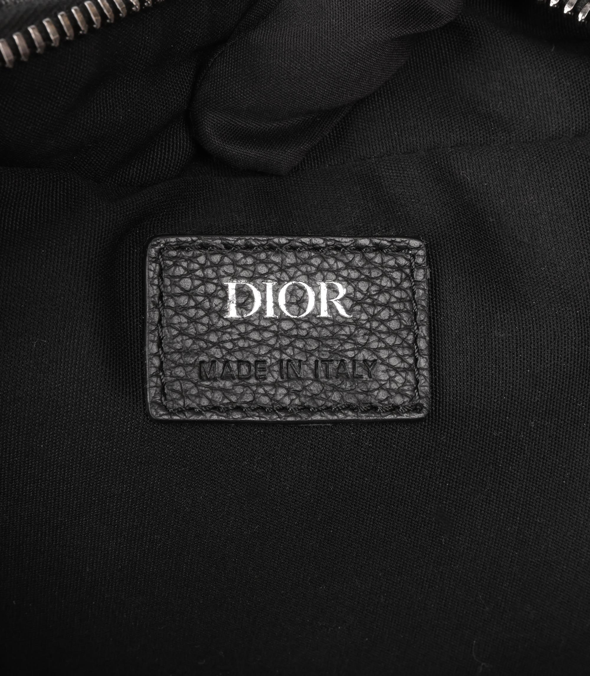 Christian Dior Schwarze Safari-Tasche aus schrägem Jacquard und genarbtem Kalbsleder  im Angebot 4