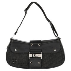 Christian Dior Black Oblique Monogram Canvas 
Calfskin Leather Vintage Columbus