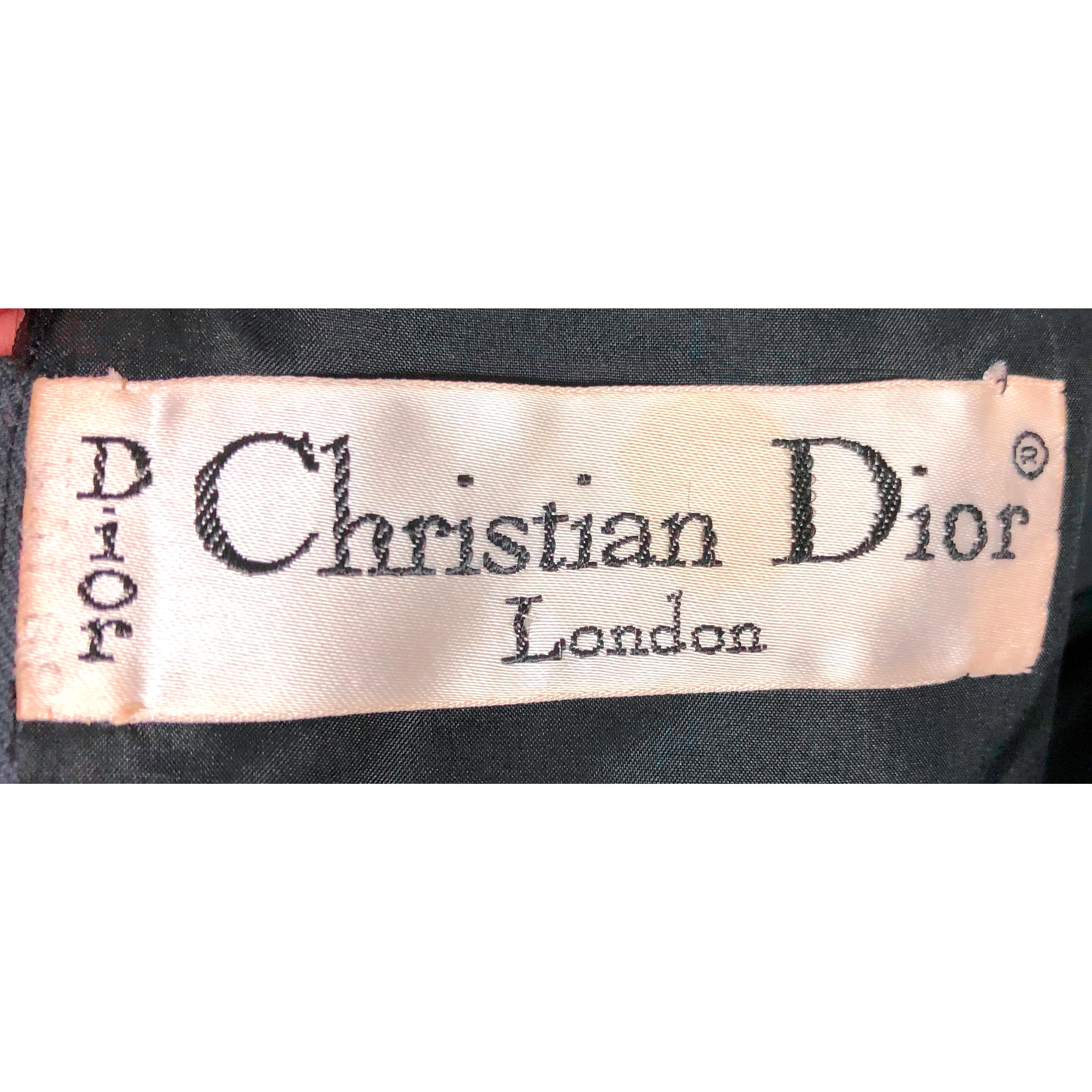 Christian Dior black opened back silk evening dress. circa 1970s  4