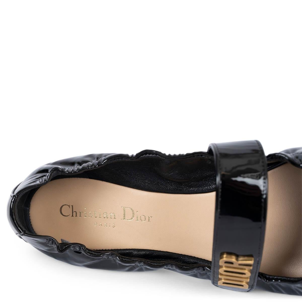 CHRISTIAN DIOR black patent leather BABY-D BALLET Flats Shoes 39 3