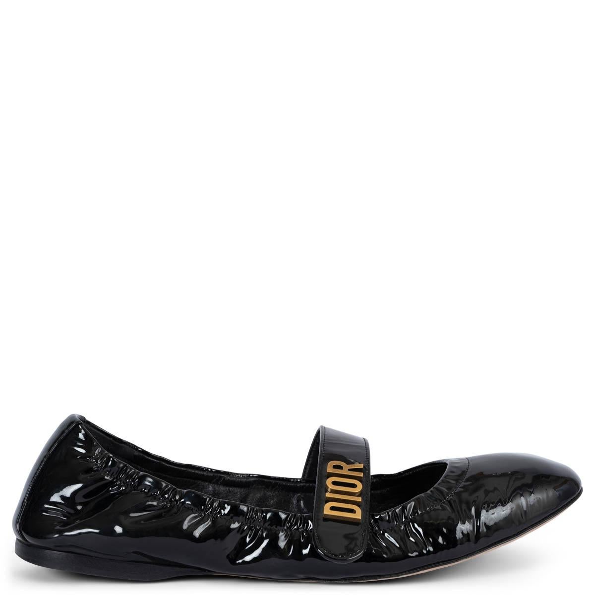 CHRISTIAN DIOR black patent leather BABY-D BALLET Flats Shoes 39 For Sale