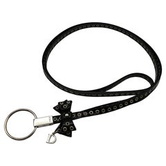 CHRISTIAN DIOR Black Patent Leather Bow Neck Key Ring