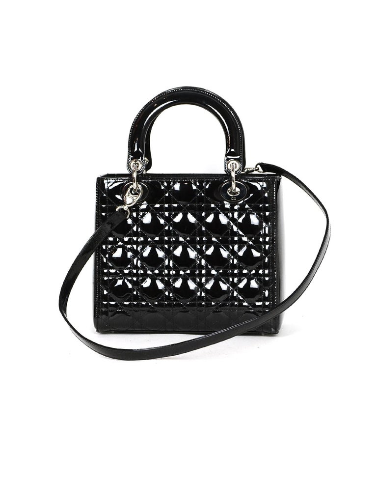 Christian Dior Black Patent Leather Cannage Medium Lady Dior Bag Rt 4 100 For Sale At 1stdibs