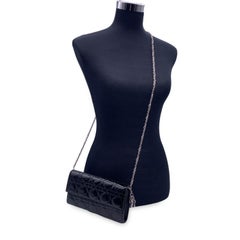 Christian Dior Schwarze Lackleder Clutch Pochette Lady Dior Tasche
