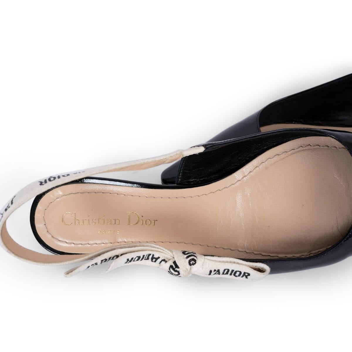CHRISTIAN DIOR black patent leather J'ADIOR Slingbacks Flats Shoes 38 For Sale 3