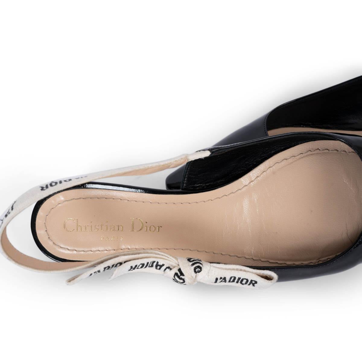 CHRISTIAN DIOR black patent leather J ADIOR Slingbacks Flats Shoes 38 For Sale at 1stDibs