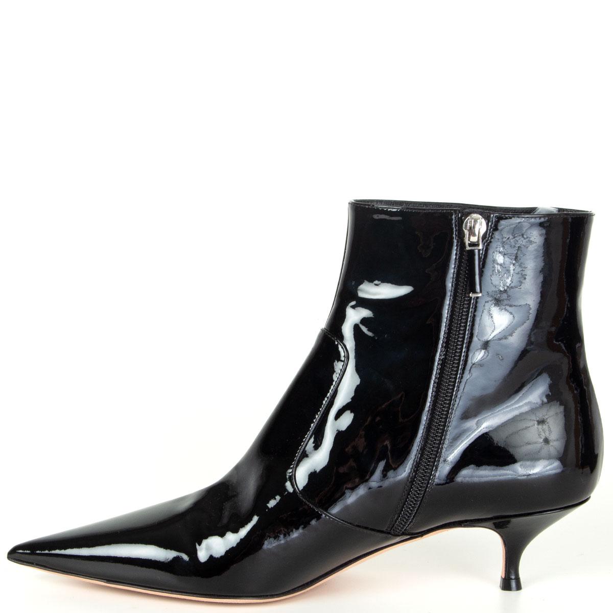 black patent ankle boots kitten heel
