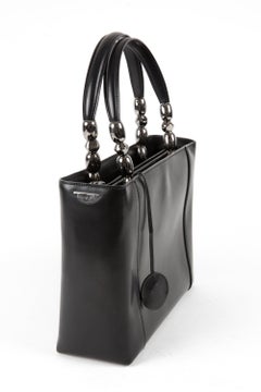 Christian Dior Black Patent Leather Large Top Handles Lady Perla Bag