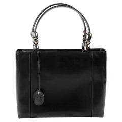 Christian Dior Black Patent Leather Large Top Handles Lady Perla Bag