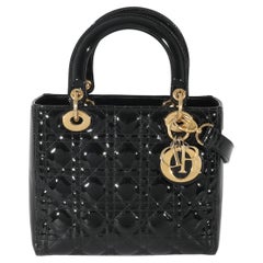 Christian Dior Negro Charol Medio Lady Dior