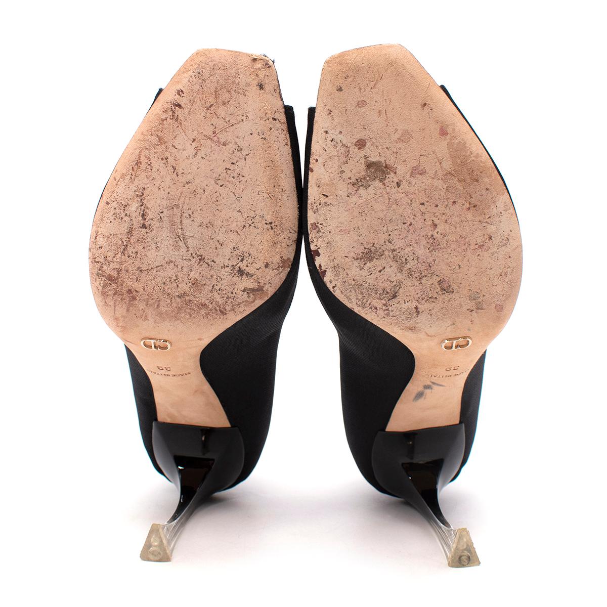 Women's Christian Dior Black Peep Toe Transparent Heel Pumps EU 39 For Sale