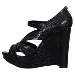 Christian Dior Black Perforated Leather Wedge Sandals Sz.41