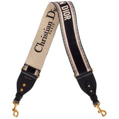 CHRISTIAN DIOR schwarz rosa beige EMBROIDERED Schulterriemen