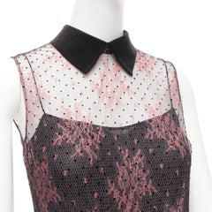 CHRISTIAN DIOR  black pink intricate lace overlay playsuit romper FR34 XS