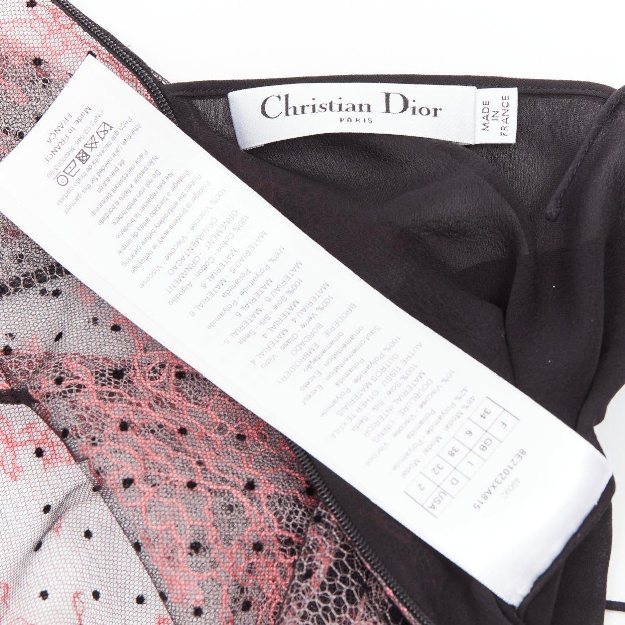 CHRISTIAN DIOR  black pink intricate lace overlay playsuit romper FR34 XS For Sale 3