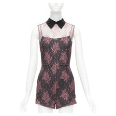 CHRISTIAN DIOR  black pink intricate lace overlay playsuit romper FR34 XS
