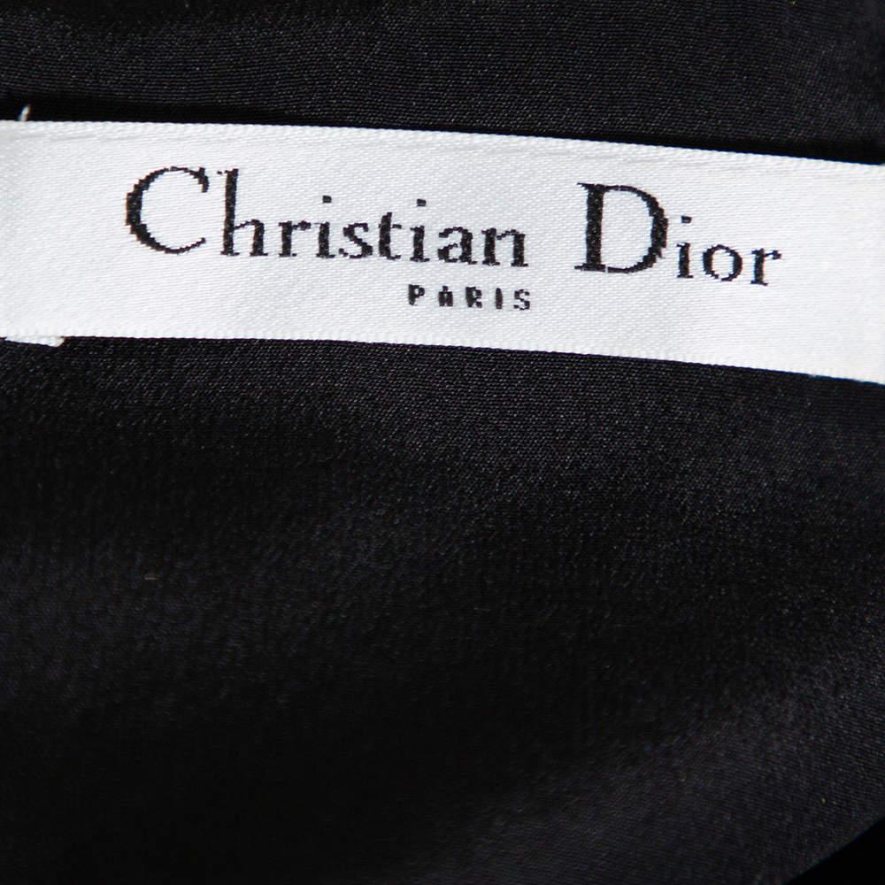 Donna Christian Dior Top senza maniche in jacquard nero e rosa M.