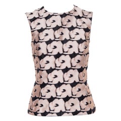 Christian Dior Black & Pink Jacquard Sleeveless Top M