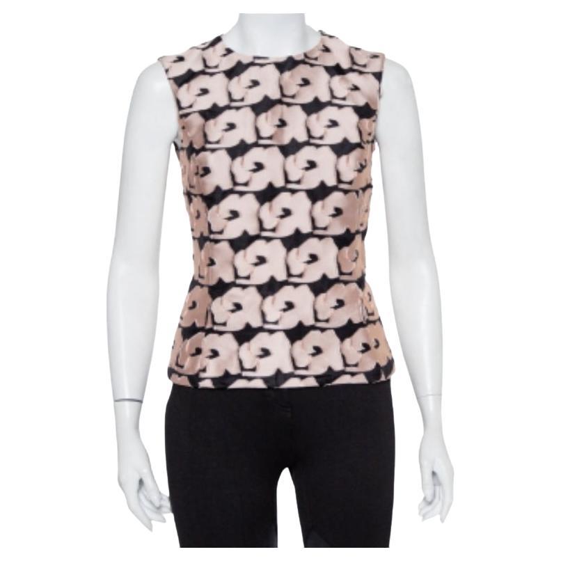 Christian Dior Black & Pink Jacquard Sleeveless Top M For Sale