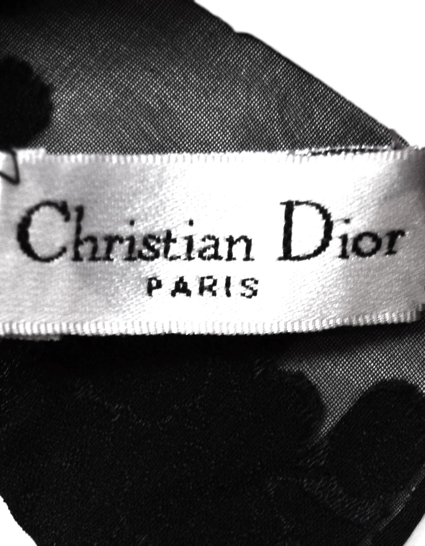 Christian Dior Black/Pink Silk Floral Scarf 1