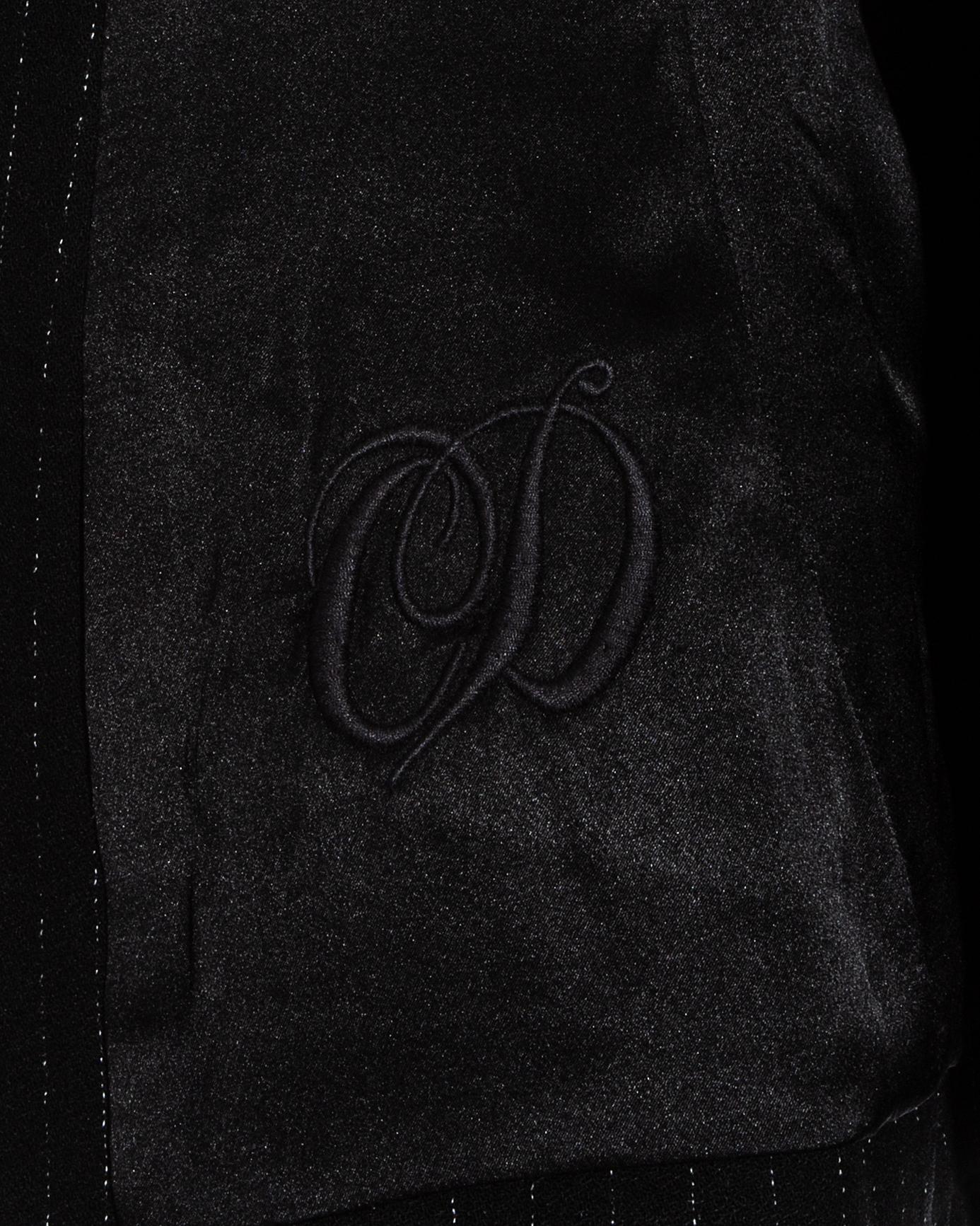 Costume en laine noire à rayures Christian Dior bordé de dentelle blanche Calais, automne-hiver 1998 en vente 3