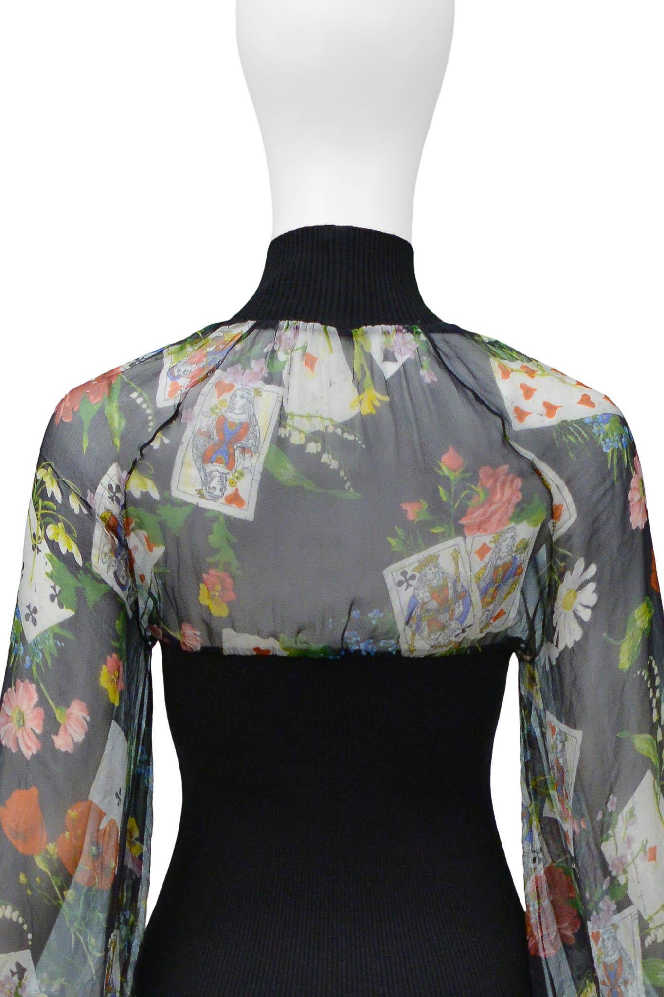 Resurrection Vintage is excited to offer a vintage Christian Dior knit wool dress featuring, playing card print on chiffon, sheer chest and sleeves, and rib neck and cuffs.

Christian Dior
Size 40
Silk, Wool, Polyester 
Excellent Vintage Condition