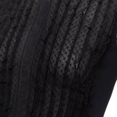 CHRISTIAN DIOR black polka dot ruffle lace panelled front fit flare dress FR36 S