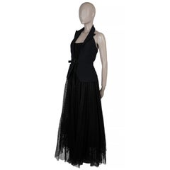 CHRISTIAN DIOR black polyamide 2019 HALTED TULLE Gown Dress 38 S