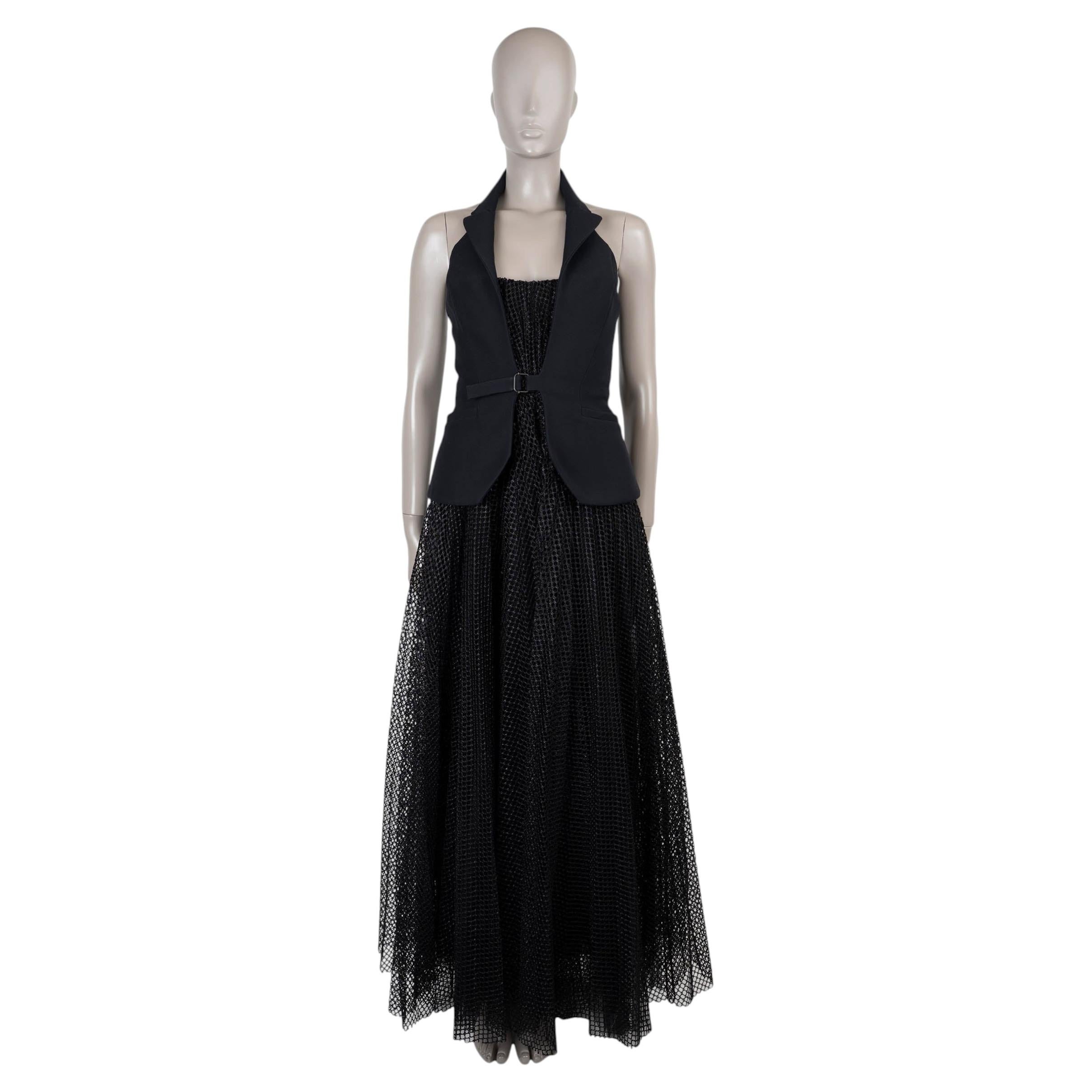 Vestido largo de Christian Dior, de poliamida negra, colección 2019, modelo «HALTED TULLE», talla 38 S