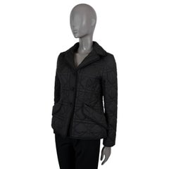 CHRISTIAN DIOR black polyester 30 MONTAIGNE MACROCANNAGE BAR  Jacket 40 S