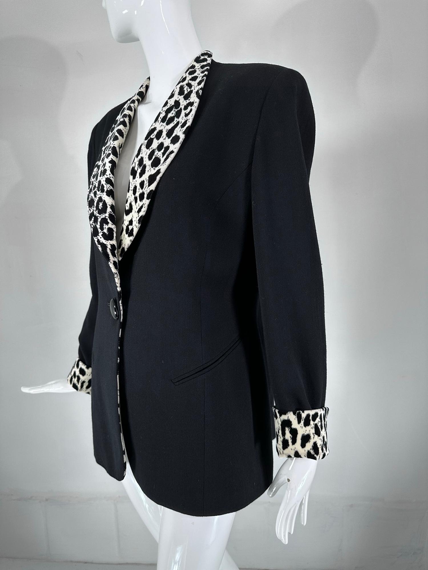 Christian Dior Black Princess Seam Tuxedo Jacket Black White Velvet Lapels 1990s For Sale 6