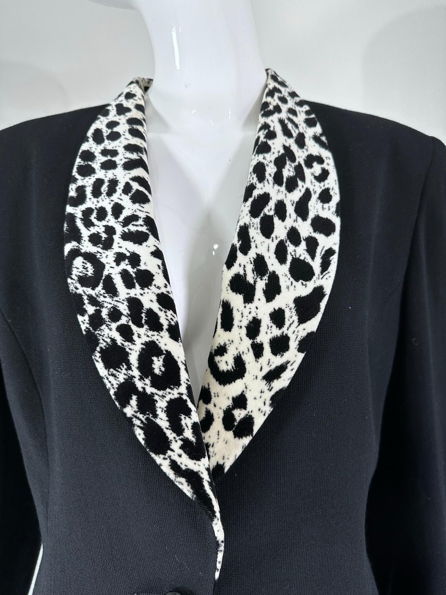 Christian Dior Black Princess Seam Tuxedo Jacket Black White Velvet Lapels 1990s For Sale 7
