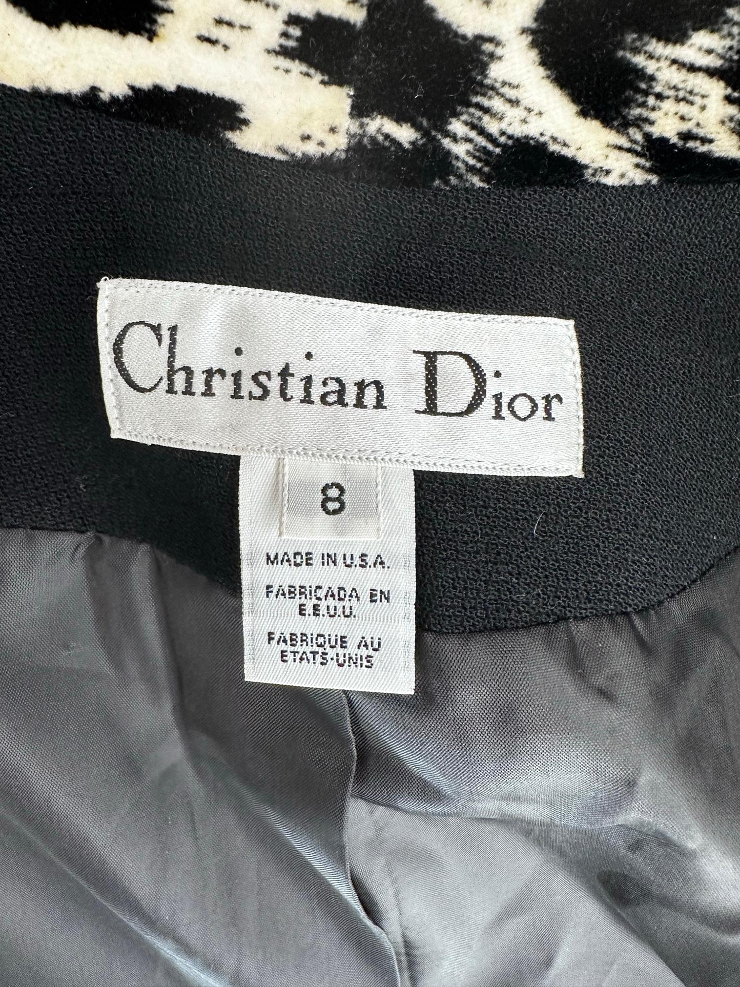 Christian Dior Black Princess Seam Tuxedo Jacket Black White Velvet Lapels 1990s For Sale 9