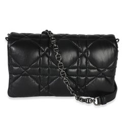 Christian Dior Black Puffy Calfskin Macrocannage Mini Caro Bag