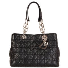 CHRISTIAN DIOR black quilted leather CANNAGE Soft Tote Shoulder Bag