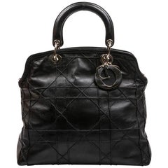 Christian Dior Black Quilted Smooth Lambskin Leather Bag
