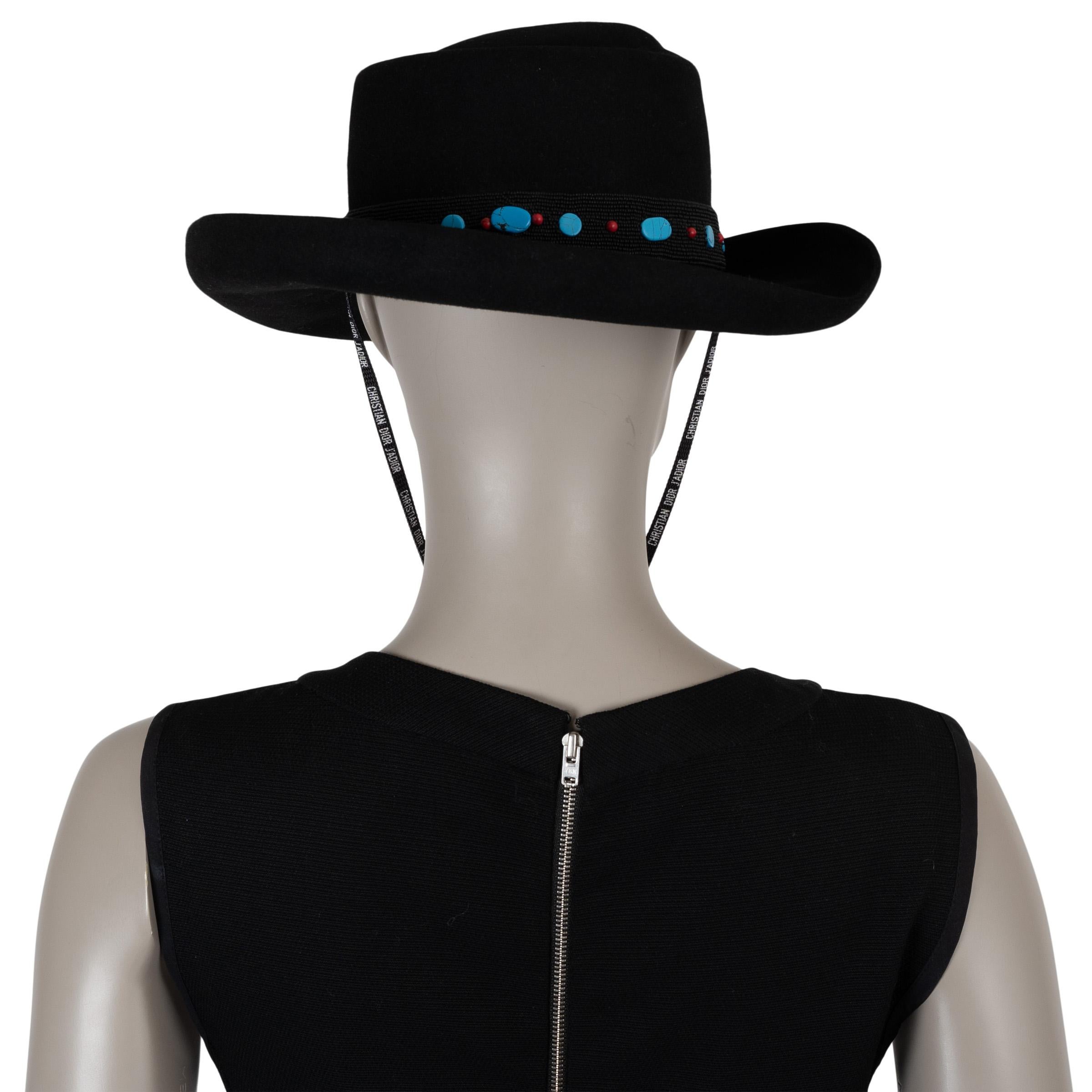 Christian Dior in feltro di coniglio nero 2018 WILD EMBELLISHED COWBOY Hat 57 In condizioni ottime in vendita a Zürich, CH