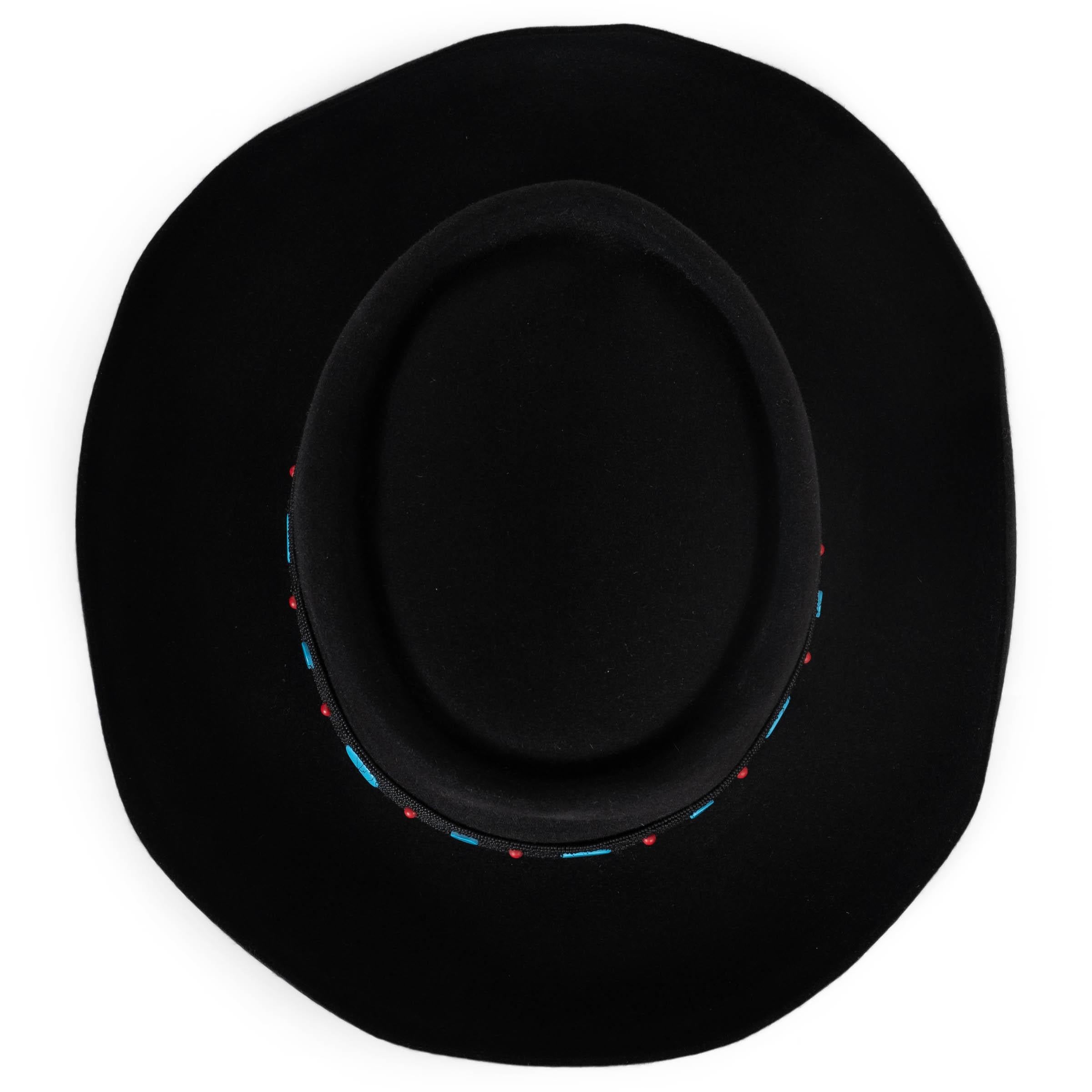 Donna Christian Dior in feltro di coniglio nero 2018 WILD EMBELLISHED COWBOY Hat 57 in vendita