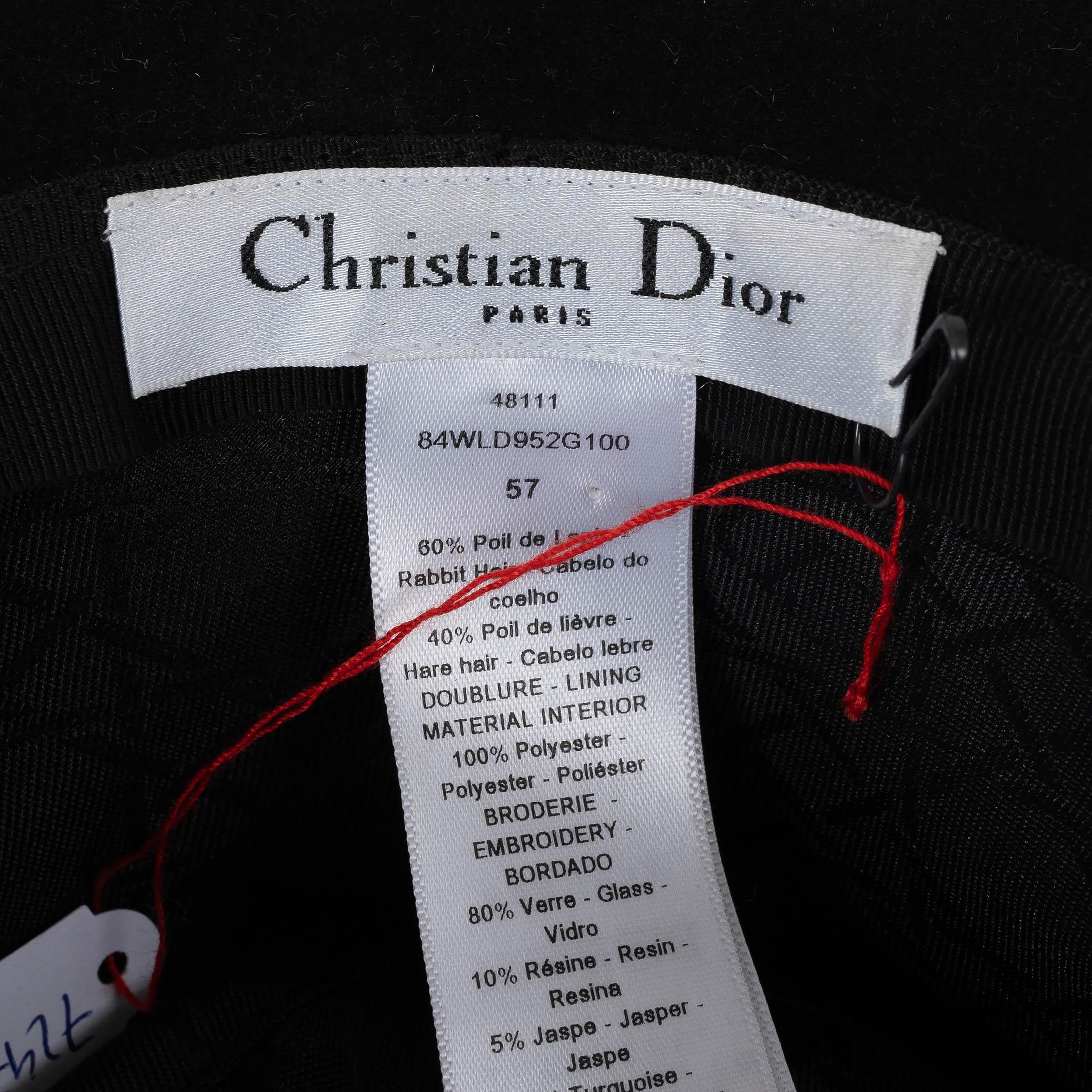 Christian Dior in feltro di coniglio nero 2018 WILD EMBELLISHED COWBOY Hat 57 in vendita 2