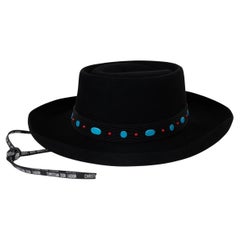 CHRISTIAN DIOR black rabbit felt 2018 WILD EMBELLISHED COWBOY Hat 57